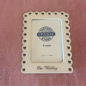 Oneida Cream Heart “Our Wedding” Photo Frame
